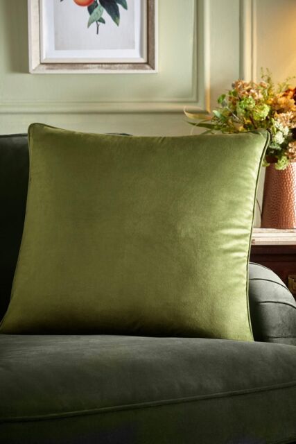 Appletree 'Harlan' Velvet Filled Cushion in Olive - Size: 55 cm x 55 cm - image 1