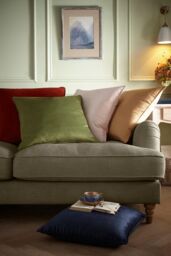 Appletree 'Harlan' Velvet Filled Cushion in Olive - Size: 55 cm x 55 cm - thumbnail 3
