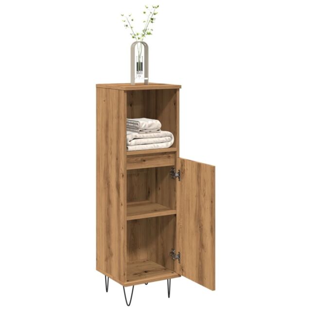 Berkfield Home Bathroom Cabinet Artisan Oak 30x30x100 cm Engineered Wood in Brown - Size: 30 x 30 x 100 cm - image 1