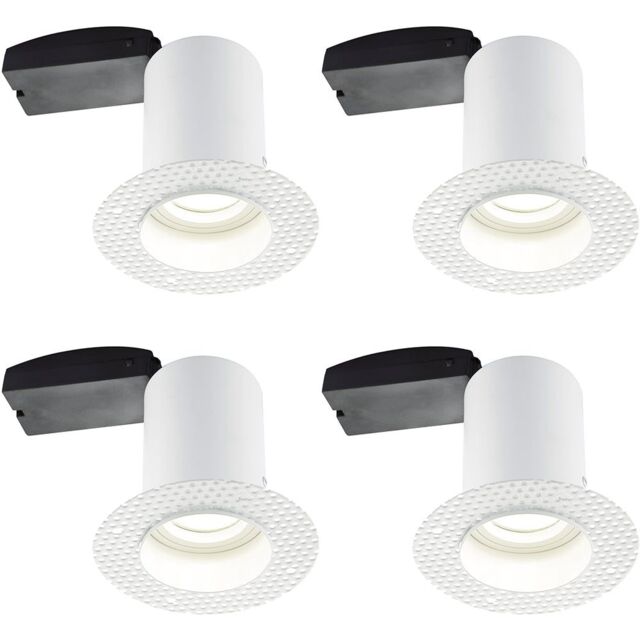 Loops 4 PACK Plaster-In Fire Rated Downlight - 50W GU10 Reflector LED - Trimless - image 1