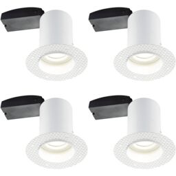 Loops 4 PACK Plaster-In Fire Rated Downlight - 50W GU10 Reflector LED - Trimless - thumbnail 1