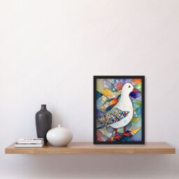 Artery8 Seagull Bird & Snowflakes Folk Art Artwork Framed Wall Art Print A4 in Black - thumbnail 2
