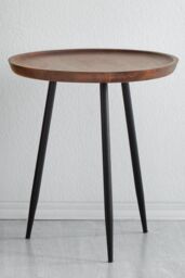MH London Round Mango Wood & Iron Side Table, Bedside End Table for Living Room & Bedroom - Chervey (Large) in Walnut - thumbnail 2