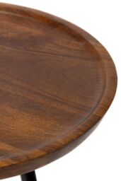 MH London Round Mango Wood & Iron Side Table, Bedside End Table for Living Room & Bedroom - Chervey (Large) in Walnut - thumbnail 4