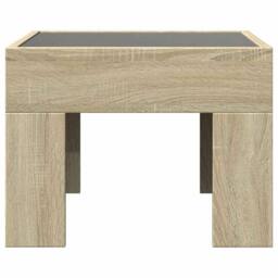 Berkfield Home Coffee Table with Infinity LED Sonoma Oak 40x40x30 cm in Light Brown - Size: 40 x 40 x 30 cm - thumbnail 6