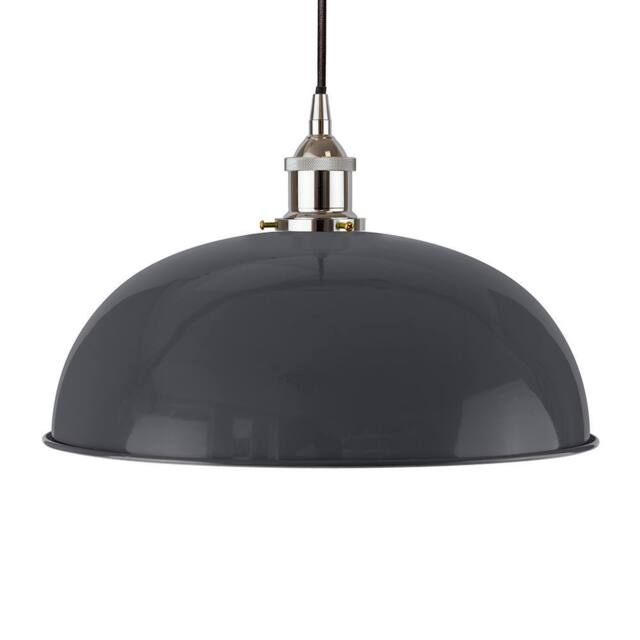 SE Home Slate Grey Worcester Pendant Light - Nickel - Black Round - image 1