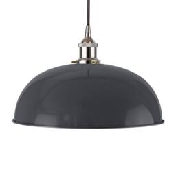 SE Home Slate Grey Worcester Pendant Light - Nickel - Black Round
