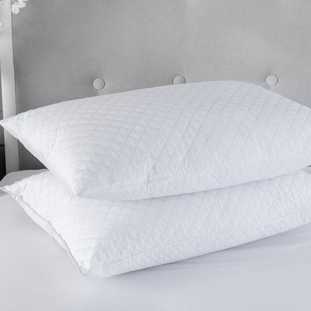 Snug City Quilted Pillow Pair Soft Microfibre Cover Hollowfibre Filling Non Allergenic in White - image 1