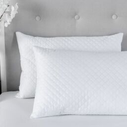 Snug City Quilted Pillow Pair Soft Microfibre Cover Hollowfibre Filling Non Allergenic in White - thumbnail 2