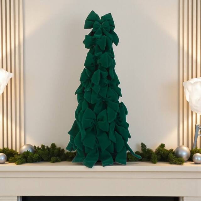 Garden Greatness Grand Green Velvet Tree Cone Decoration - Size: 1 Pack - image 1