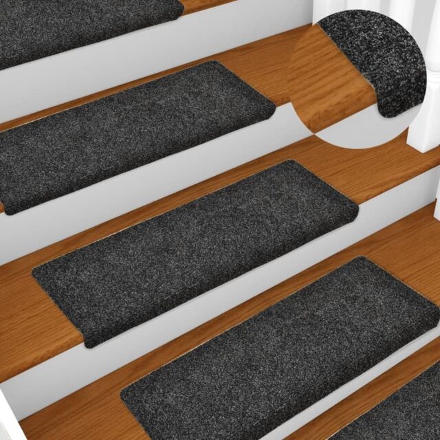 Berkfield Home Stair Mats 15 pcs Needle Punch 65x21x4 cm Grey - Size: Medium - image 1