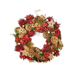 Samuel Alexander 36cm Christmas Wreath in Gold & Red with Pine Cones & Berries in Green - thumbnail 6