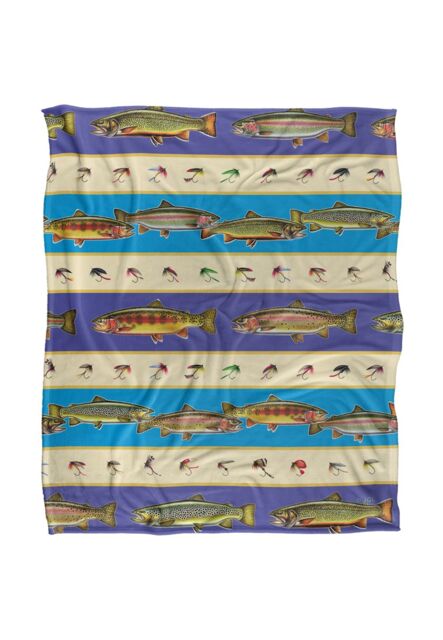 JQ Licensing Trout Fishing Lures Pattern Silky Touch Super Soft Throw Blanket 152 X 127 cm in White - image 1