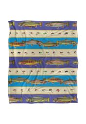 JQ Licensing Trout Fishing Lures Pattern Silky Touch Super Soft Throw Blanket 152 X 127 cm in White - thumbnail 1