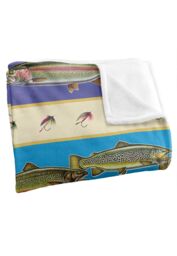 JQ Licensing Trout Fishing Lures Pattern Silky Touch Super Soft Throw Blanket 152 X 127 cm in White - thumbnail 3