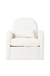 Living and Home Swivel Chenille Upholstered Single Sofa Armchair in Beige - thumbnail 2