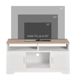 Wyld Haus Tadori 105cm White & Wood TV Console 2 Doors Open Shelves - thumbnail 8