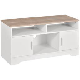 Wyld Haus Tadori 105cm White & Wood TV Console 2 Doors Open Shelves - thumbnail 2