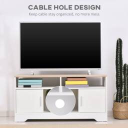 Wyld Haus Tadori 105cm White & Wood TV Console 2 Doors Open Shelves - thumbnail 7