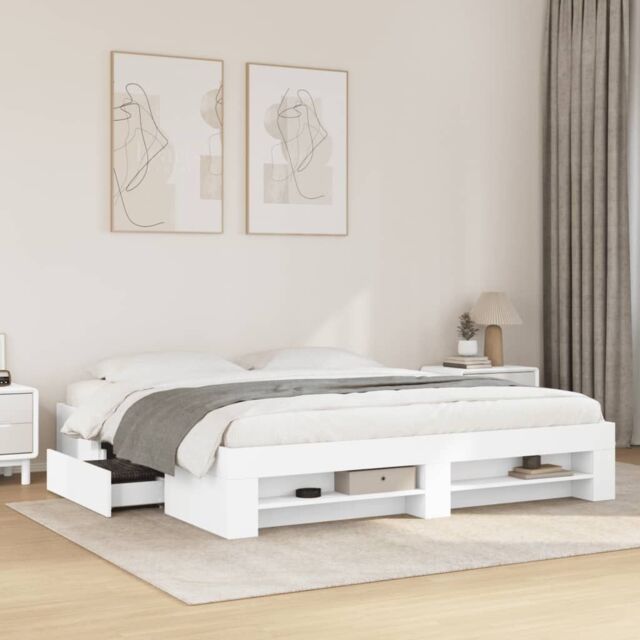 Berkfield Home Bed Frame without Mattress White 180x200 cm Super King Engineered Wood - image 1