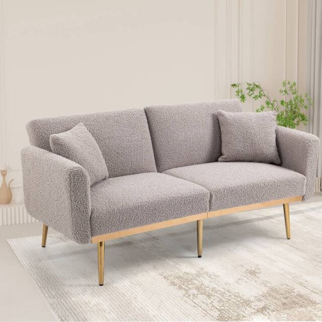 Direct Wicker Modern Teddy Fabric 2-seater Sofa with 3-speed Adjustable Backrest in Grey - Size: 2 Seater - image 1