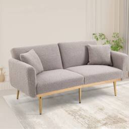 Direct Wicker Modern Teddy Fabric 2-seater Sofa with 3-speed Adjustable Backrest in Grey - Size: 2 Seater