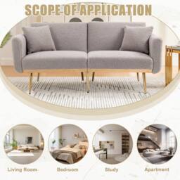 Direct Wicker Modern Teddy Fabric 2-seater Sofa with 3-speed Adjustable Backrest in Grey - Size: 2 Seater - thumbnail 7
