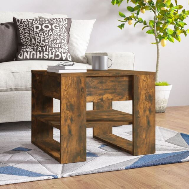 Berkfield Home Coffee Table Smoked Oak 55.5x55x45 cm Engineered Wood in Brown - image 1