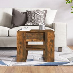 Berkfield Home Coffee Table Smoked Oak 55.5x55x45 cm Engineered Wood in Brown - thumbnail 5
