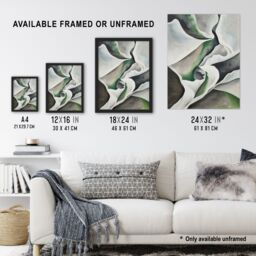 "Artery8 Fabric Folds Green Grey Abstract Watercolour Framed Art Print - Size: W12"" x H16""" - thumbnail 3