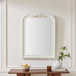 FurnitureboxUK Francis White Wood Large 110x74cm Overmantle Arch Mirror - Size: 110x74 cm - thumbnail 2
