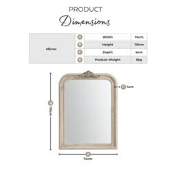 FurnitureboxUK Francis White Wood Large 110x74cm Overmantle Arch Mirror - Size: 110x74 cm - thumbnail 9