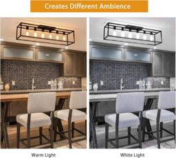 Garwarm 6 Light Iron Cage Flush Mount, Black Chandelier - thumbnail 4