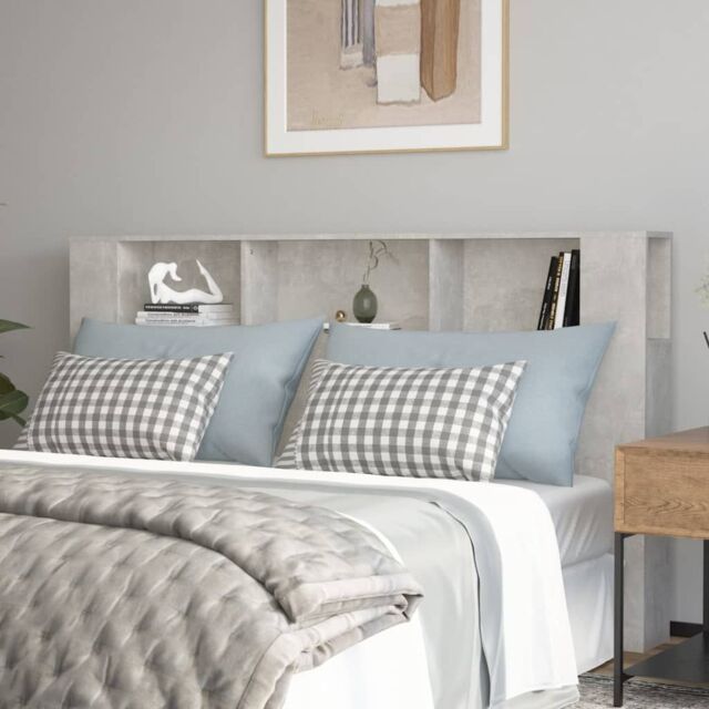 Berkfield Home Headboard Cabinet Concrete Grey 180x18.5x104.5 cm - image 1