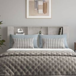 Berkfield Home Headboard Cabinet Concrete Grey 180x18.5x104.5 cm - thumbnail 3