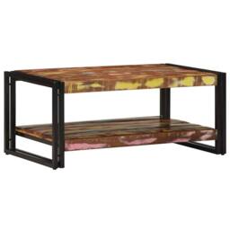 Berkfield Home Coffee Table Multicolour 90x50x38 cm Solid Wood Reclaimed - Size: 90 x 50 x 38 cm - thumbnail 2