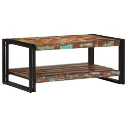 Berkfield Home Coffee Table Multicolour 90x50x38 cm Solid Wood Reclaimed - Size: 90 x 50 x 38 cm