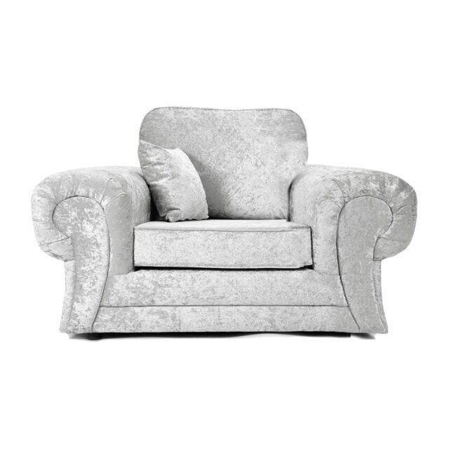 Furnishings For Less UK Chelsea Crushed Velvet Armchair Rolled Arms Single Seater in Silver - image 1