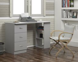 Harmin 120cm Desk PC Table Workstation with 3 Shelf & 3 Drawers in Light Grey - thumbnail 1