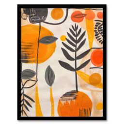 "Artery8 Mid Century Modern Abstract Plant Lover Painting Framed Art Print in Orange - Size: W12"" x H16""" - thumbnail 1