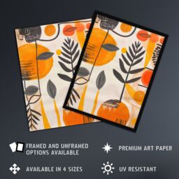 "Artery8 Mid Century Modern Abstract Plant Lover Painting Framed Art Print in Orange - Size: W12"" x H16""" - thumbnail 2