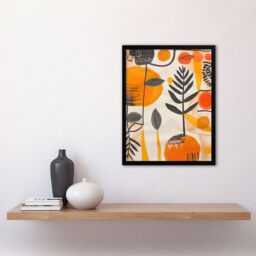 "Artery8 Mid Century Modern Abstract Plant Lover Painting Framed Art Print in Orange - Size: W12"" x H16""" - thumbnail 4