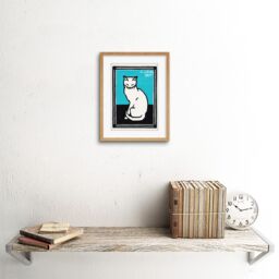 "Artery8 Wall Art Print Sitting Cat Julie de Graag Art Framed 9x7 inch in Beige - Size: W7"" x H9""" - thumbnail 2