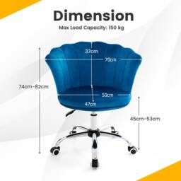 Costway Modern Rolling Accent Chair Upholstered Leisure Chair 360° Swivel Armchair in Blue - thumbnail 2