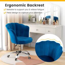 Costway Modern Rolling Accent Chair Upholstered Leisure Chair 360° Swivel Armchair in Blue - thumbnail 6