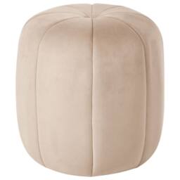 Wyld and Coco Beige Velvet Round Pouffe - Versatile Footstool and Extra Seat - thumbnail 2