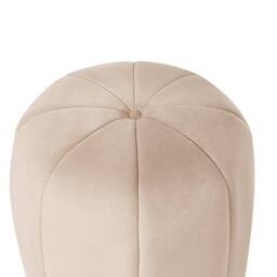 Wyld and Coco Beige Velvet Round Pouffe - Versatile Footstool and Extra Seat - thumbnail 3
