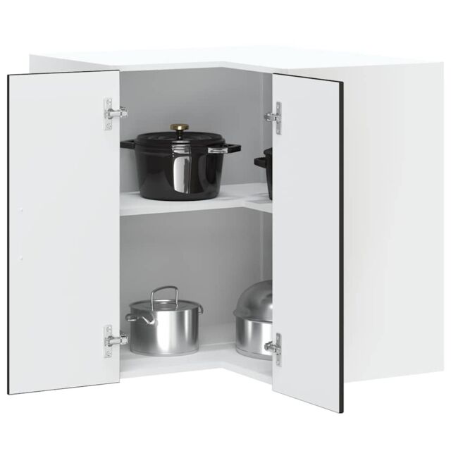 Berkfield Home Kitchen Wall Corner Cabinet Kalmar Black Engineered Wood - image 1