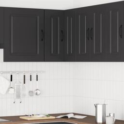 Berkfield Home Kitchen Wall Corner Cabinet Kalmar Black Engineered Wood - thumbnail 3