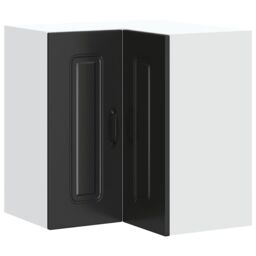 Berkfield Home Kitchen Wall Corner Cabinet Kalmar Black Engineered Wood - thumbnail 2